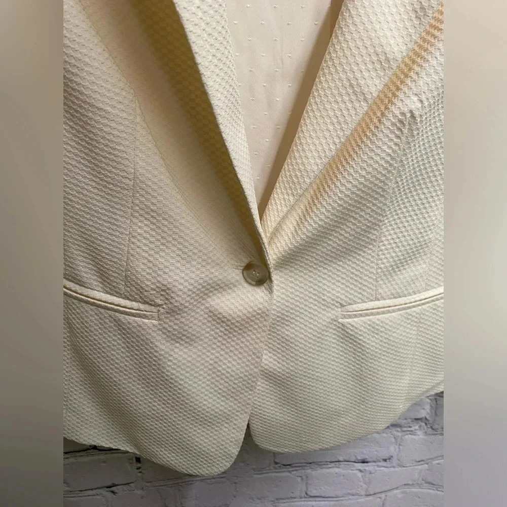 5/$20 KENSIE Cream Textured Blazer Jacket‎ Wmns Sz M Office Siren Corpcore GUC - Picture 7 of 7